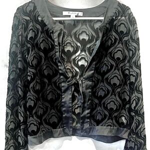 Vocabulary Black Sheer Patterned Velvet Jacket NWOT